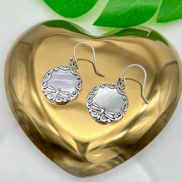 Aretes libélulas de Plata con madre Perla