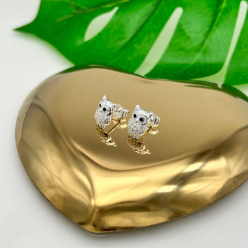 Aretes de plata búho con  zircionias