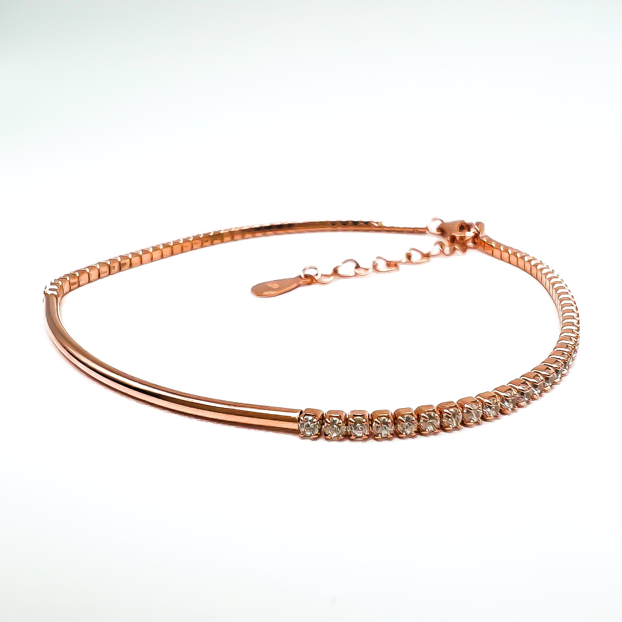 Pulsera  de plata tipo tennis rose gold